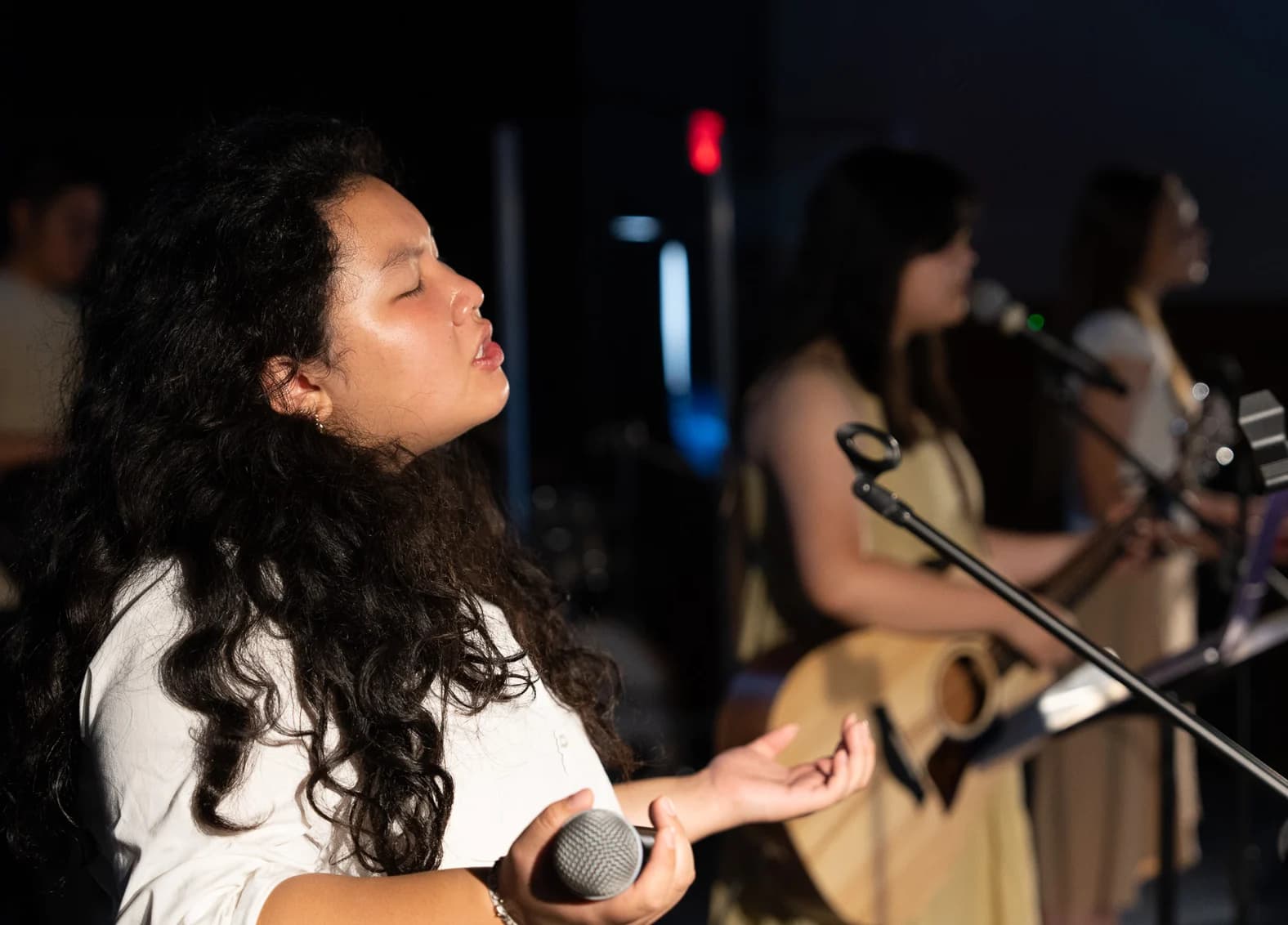 The Abbalove worship team singing together on a Sunday morning
